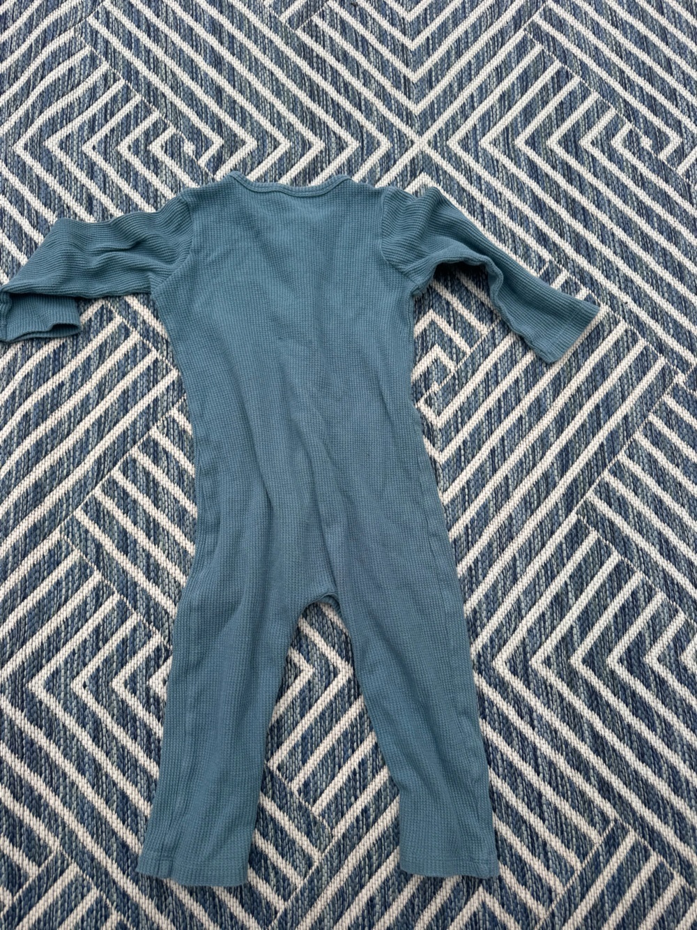 Blue Ribbed Button-Front Knit Romper - Picture 3 of 3